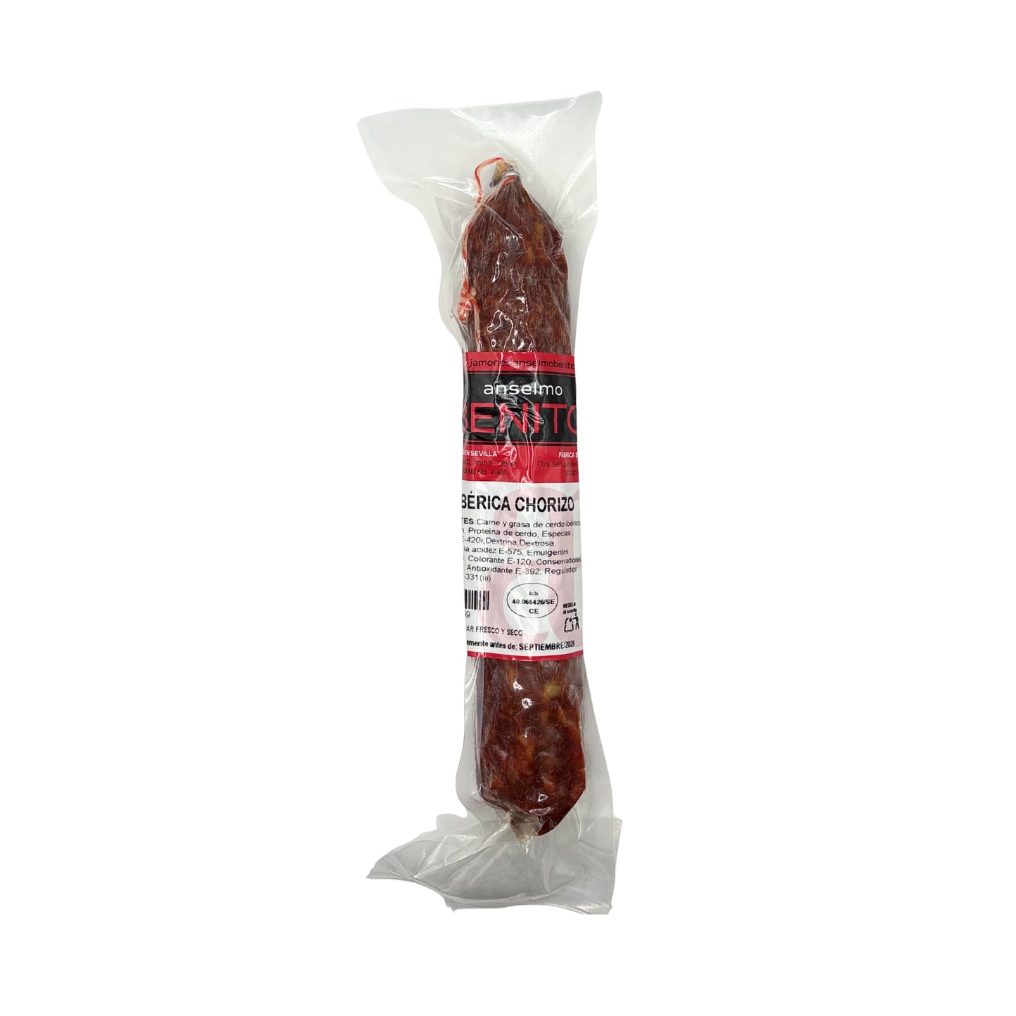 Chorizo vela ibérico de bellota curado de forma tradicional, ideal para tapas y aperitivos.