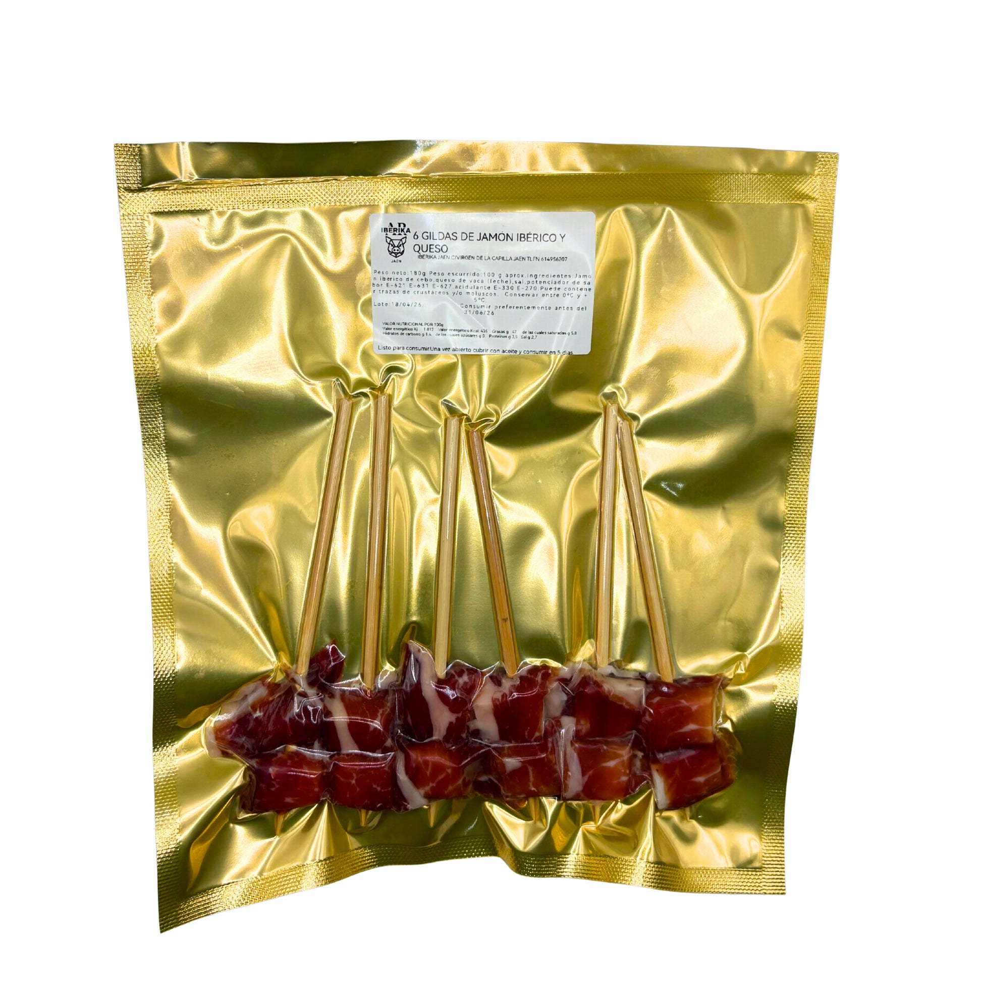gildas de jamon iberico denominacion de origen de jabugo con queso covap semicurado 