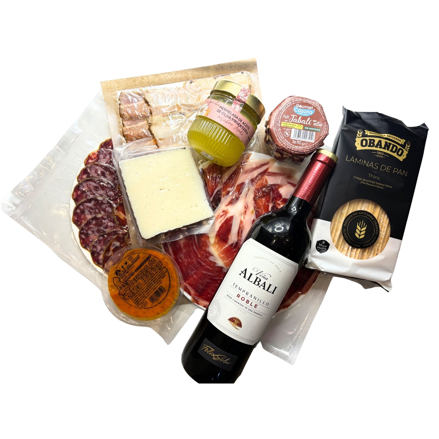 caja de ibericos gourmet para el dia del padre con jamon chorizo salchichon queso