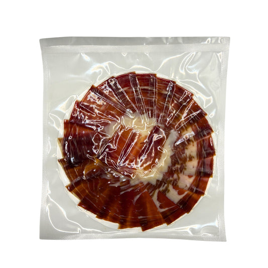 sobre jamon iberico cebo cortado a mano en loncha fina